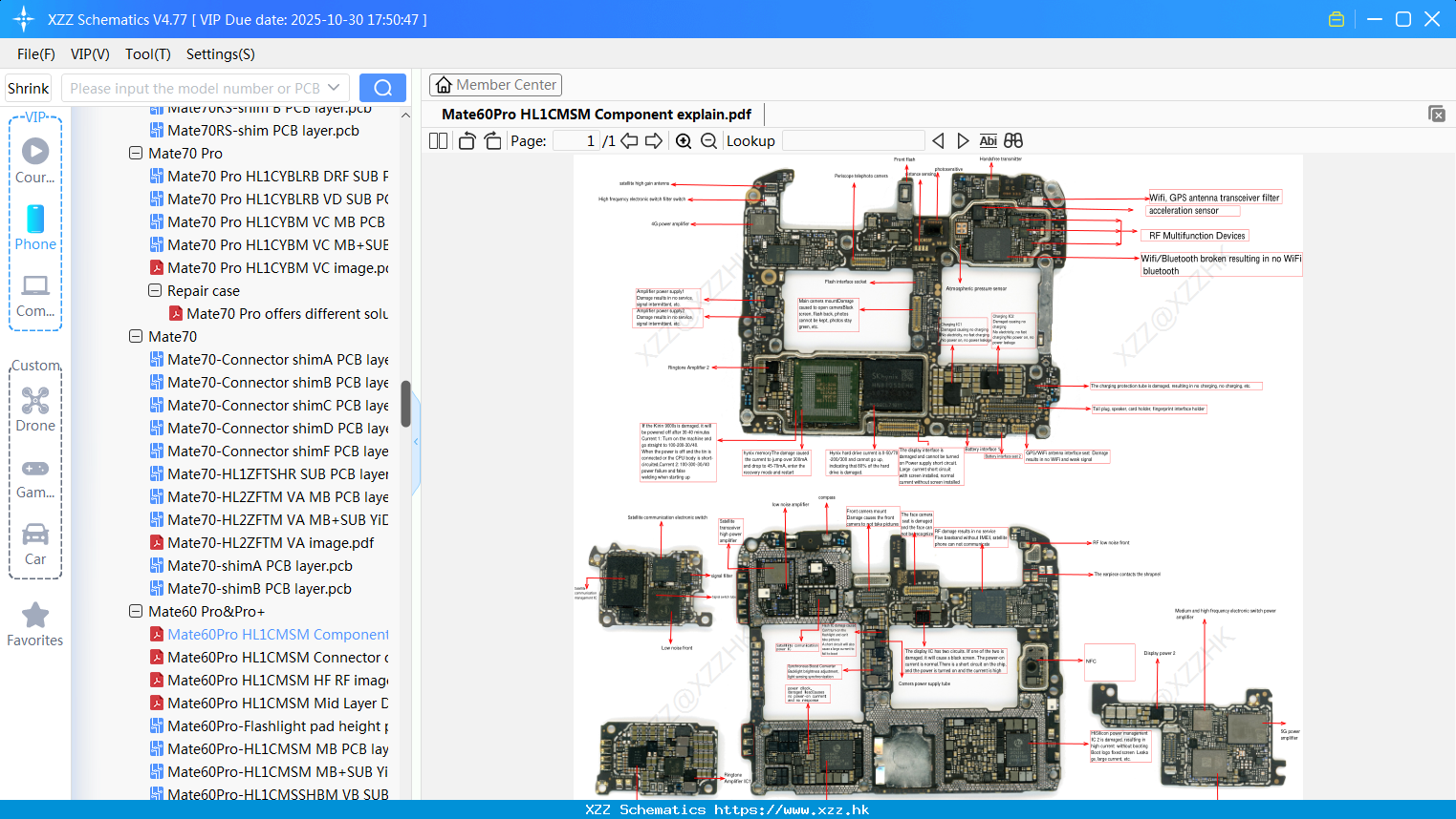 Huawei Mate60Pro HL1CMSM Component Explain
